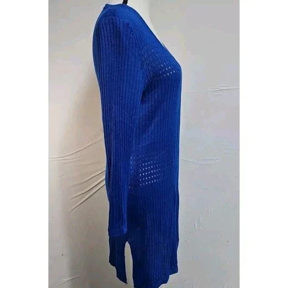 Cable & Gauge  Women's  Med, Royal Blue‎  Acrylic/rayon  Knit Duster, Open Knit - Picture 5 of 9